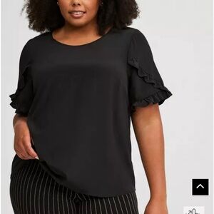 Torrid Black Ruffle Sleeve Blouse